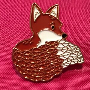 Fox with Leaves Enamel Pin